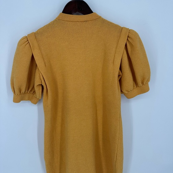 St. John Vintage Dress Sz 6 Gold Yellow Santana Knit Short Sleeves Button Front - Picture 8 of 10
